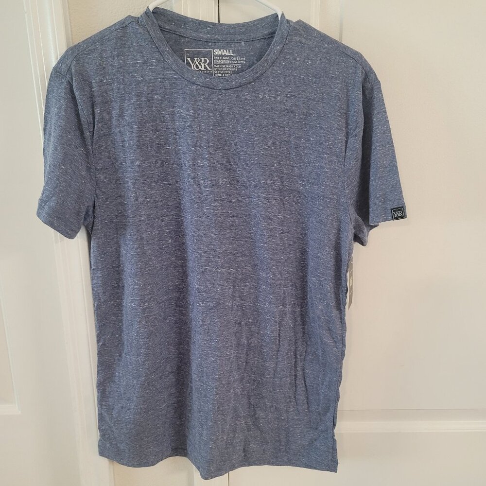 Young & Reckless Blue Glitch Tee Ultra Soft T-Shirt Size Small New With Tags